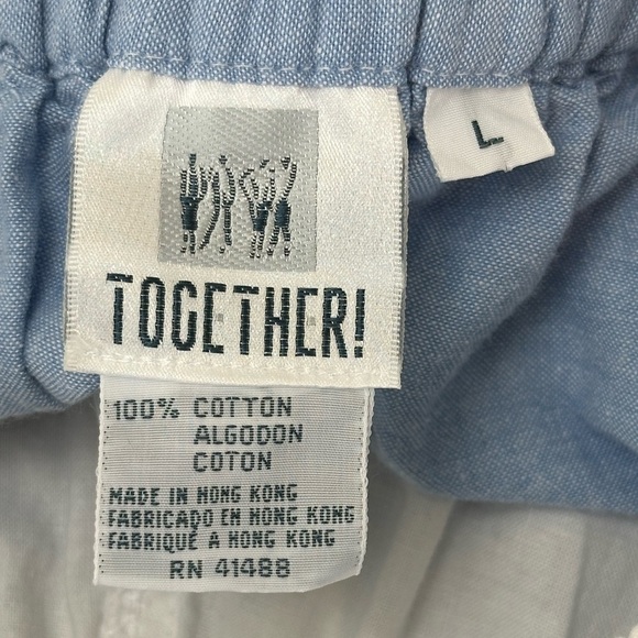 Vtg Together Pull On Drawstring Waist Teddy Bear Pants L Tapered Leg High Rise - Picture 10 of 16